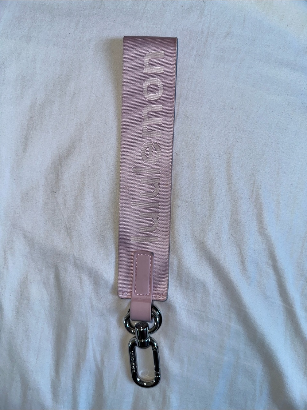 Never lost keychain in Pink Strap with Silver Hardware